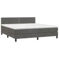 cadre de lit et matelas Gris foncé 180x200cm Velours
