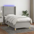 cadre de lit matelas LED Gris clair 80x200cm Tissu