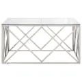 Table basse argenté acier inoxydable et verre trempé