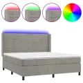 cadre de lit matelas et LED Gris clair 180x200 cm