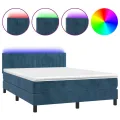 cadre de lit avec matelas LED Bleu foncé 140x190 cm