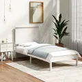 Cadre de lit Blanc Bois massif 90x190 cm Simple
