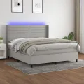 cadre de lit matelas LED Gris clair 180x200 cm Tissu