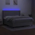 cadre de lit matelas LED Gris clair 180x200 cm Tissu