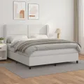 cadre de lit avec matelas Blanc 160x200cm Similicuir