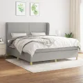 cadre de lit avec matelas Gris clair 160x200cm Tissu
