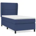 cadre de lit avec matelas Bleu 90x200 cm Tissu