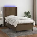 cadre de lit matelas LED Marron foncé 80x200cm Tissu