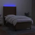 cadre de lit matelas LED Marron foncé 80x200cm Tissu