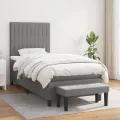 cadre de lit avec matelas Gris foncé 80x200 cm Tissu