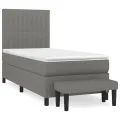 cadre de lit avec matelas Gris foncé 80x200 cm Tissu