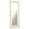 Miroir sculpté à la main Blanc 110x50cm Bois de manguier massif