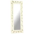Miroir sculpté à la main Blanc 110x50cm Bois de manguier massif