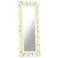 Miroir sculpté à la main Blanc 110x50cm Bois de manguier massif