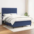 cadre de lit avec matelas Bleu 140x200 cm Tissu
