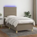 cadre de lit et matelas et LED Taupe 100x200cm Tissu