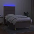 cadre de lit et matelas et LED Taupe 100x200cm Tissu