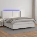 cadre de lit matelas LED Blanc 160x200 cm Similicuir