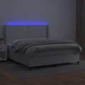 cadre de lit matelas LED Blanc 160x200 cm Similicuir