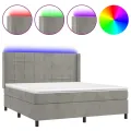 cadre de lit matelas et LED Gris clair 160x200 cm