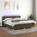 cadre de lit matelas et LED Marron foncé 160x200 cm