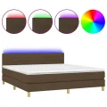 cadre de lit matelas et LED Marron foncé 160x200 cm