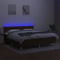 cadre de lit matelas et LED Marron foncé 160x200 cm