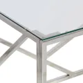 Table basse argenté acier inoxydable et verre trempé
