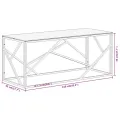 Table basse argenté acier inoxydable et verre trempé