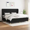 cadre de lit avec matelas Noir 200x200 cm Tissu