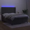 cadre de lit matelas et LED Gris foncé 140x190 cm
