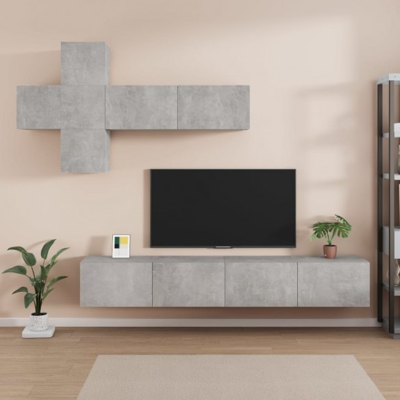 Ensemble de meubles TV 7 pcs Gris béton Bois d'ingénierie