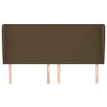 Tête de lit avec oreilles Marron foncé 163x23x118/128 cm Tissu