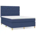 cadre de lit avec matelas Bleu 140x190 cm Tissu