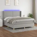 cadre de lit matelas LED Gris clair 160x200 cm Tissu