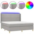 cadre de lit matelas LED Gris clair 160x200 cm Tissu