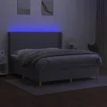 cadre de lit matelas LED Gris clair 160x200 cm Tissu