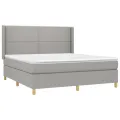 cadre de lit matelas LED Gris clair 160x200 cm Tissu