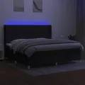 cadre de lit matelas et LED Noir 200x200 cm Tissu