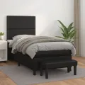 cadre de lit avec matelas Noir 90x200 cm Similicuir
