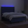 cadre de lit matelas et LED Bleu 140x200 cm Tissu