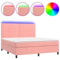 cadre de lit matelas et LED Rose 180x200 cm Velours