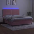 cadre de lit matelas et LED Rose 180x200 cm Velours