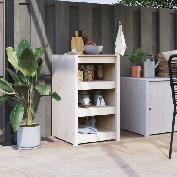 Armoire de cuisine d'extérieur blanc bois de pin massif