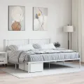Cadre de lit métal avec tête de lit blanc 180x200 cm