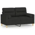 Canapé 2 places avec oreillers décoratifs noir 120 cm tissu