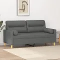 Canapé 2 places avec oreillers gris foncé 140 cm tissu