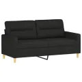 Ensemble de canapés 3 pcs avec coussins Noir Tissu