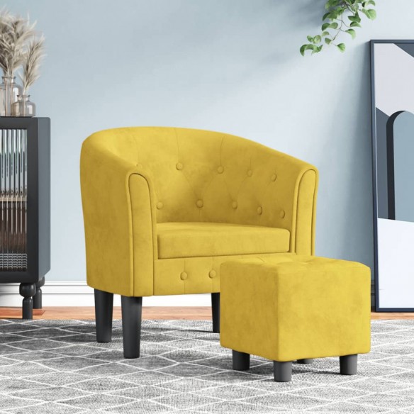 Fauteuil cabriolet avec repose-pied jaune velours