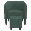 Fauteuil cabriolet avec repose-pied vert foncé velours